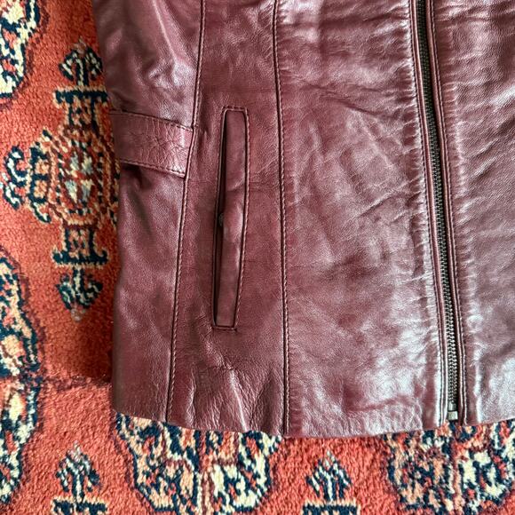 Bod & Christensen S Burgundy Butter Soft Leather Moto Style Jacket AMAZING - Picture 10 of 12